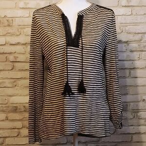W5 Blue and white striped long sleeve top - size medium